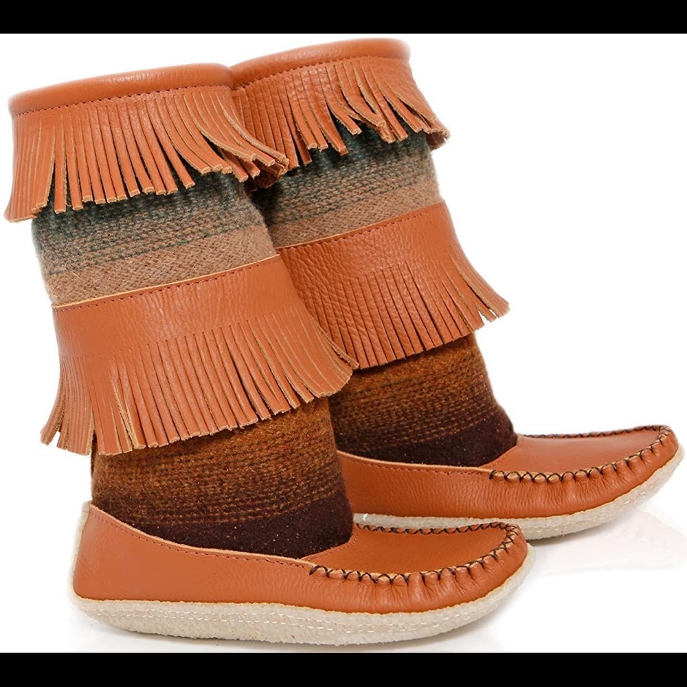 Montreal based BOUTIQUE brand INUKT fringe bootie. Made in Wendake First Nation